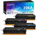 INK E-SALE Replacement for HP 206A Color Toner Cartridges 4 Packs (With Chip)